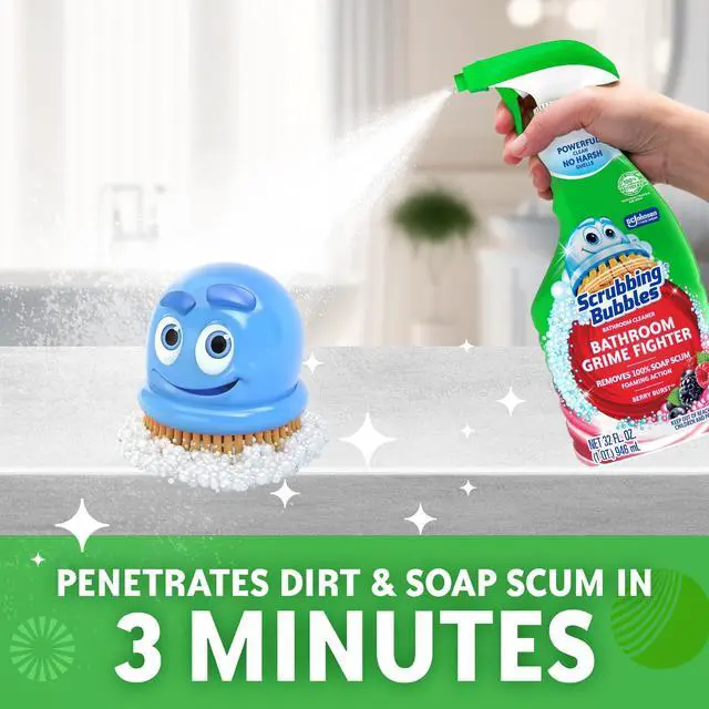 Alt view image 5 of 7 - Bathroom and Shower Cleaning Spray, Foaming Bathroom Grime Fighter (Removes Soap Scum), Berry Scent, 32 oz.