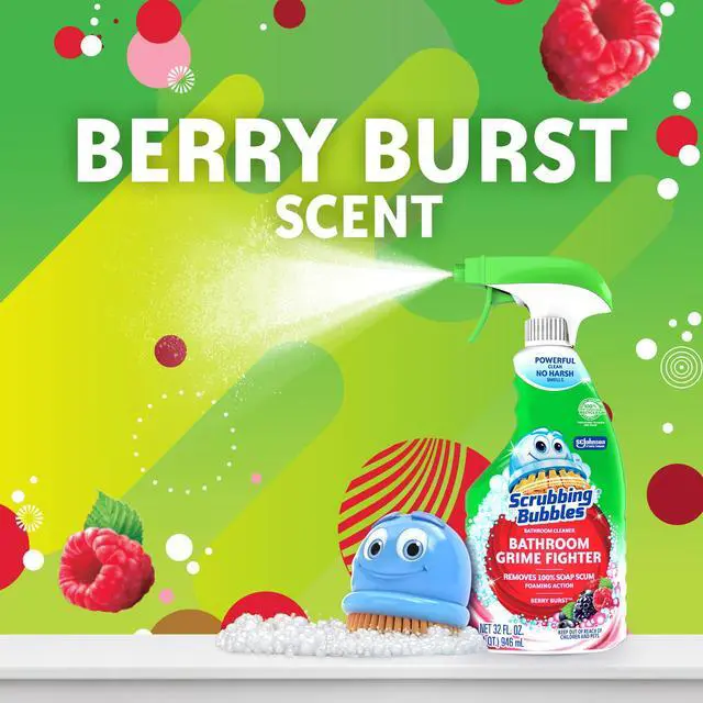 Alt view image 6 of 7 - Bathroom and Shower Cleaning Spray, Foaming Bathroom Grime Fighter (Removes Soap Scum), Berry Scent, 32 oz.