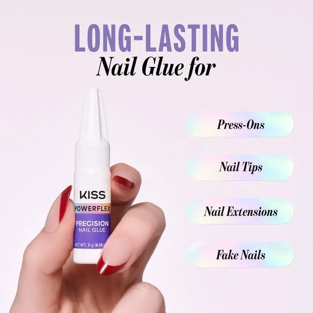 Alt view image 2 of 7 - Precision Nail Glue (suitable for press-on nails, manicure kits, nail tips, and nail wraps), 0.10 oz. Features ultra-strong adhesion and a quick-drying formula; instantly repairs nail cracks, splits,