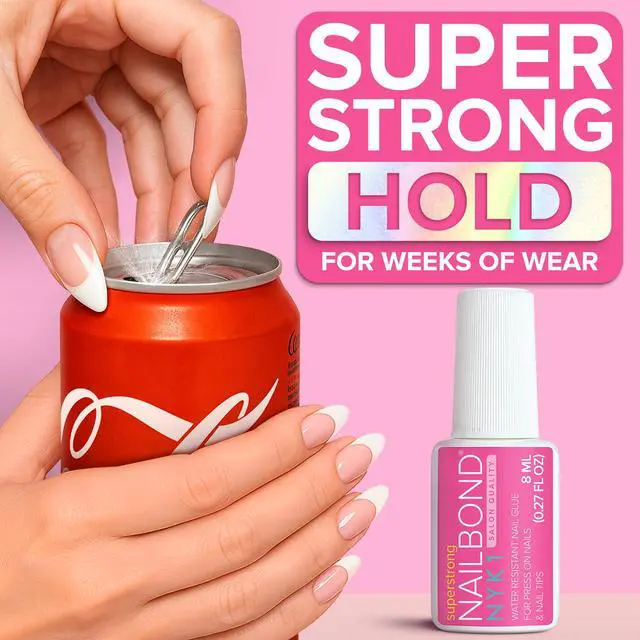 Alt view image 4 of 7 - Ultra-strong nail glue for press-on nails, nail tips, and acrylic nails | 8ml | NailBond Brush-On Glue Long-lasting, ultra-strong hold, and mess-free application.