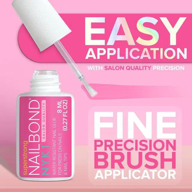 Alt view image 5 of 7 - Ultra-strong nail glue for press-on nails, nail tips, and acrylic nails | 8ml | NailBond Brush-On Glue Long-lasting, ultra-strong hold, and mess-free application.