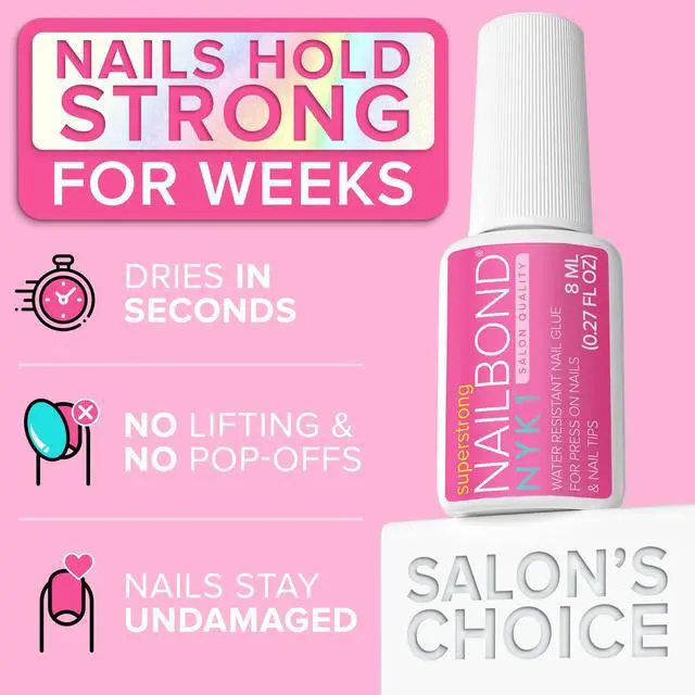Alt view image 6 of 7 - Ultra-strong nail glue for press-on nails, nail tips, and acrylic nails | 8ml | NailBond Brush-On Glue Long-lasting, ultra-strong hold, and mess-free application.