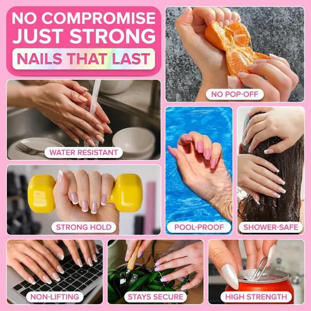 Alt view image 7 of 7 - Ultra-strong nail glue for press-on nails, nail tips, and acrylic nails | 8ml | NailBond Brush-On Glue Long-lasting, ultra-strong hold, and mess-free application.