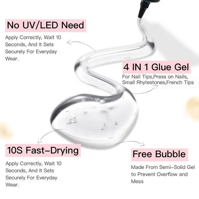 Alt view image 3 of 6 - CurvLife Semi Solid Nail Glue, 15g Strong Nail Glue for Press On Nails | No UV Lamp Needed, Air-Dry Nail Glue Gel Has Gap-Filling Texture for Nail Tips and Press-Ons with Quick, Long-Lasting Hold