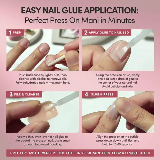 Alt view image 7 of 7 - Super Strong BrushOn Nail Glue, Brush Tip Applicator for Press On & Fake Nails, MessFree TravelFriendly Vegan Formula, Durable LongLasting Hold, 0.24 fl oz