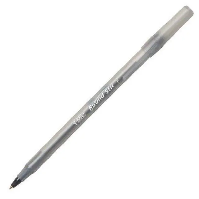 Alt view image 3 of 6 - Round Stic Ball Pen, Fine Point, 0.8mm, Black, 12 Pens (GSF11-Blk) | Fine Point (0.8 Mm) for Precise Writing | Easy-Glide System Ink for Smooth Writing | Translucent Barrel Shows Ink Supply