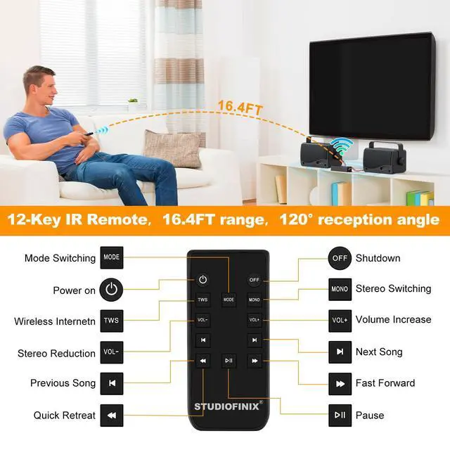 Alt view image 2 of 7 - 4-Channel Wall Mount Amplifier, 19V3A, Power-Off Memory & Infrared Remote Control with Bluetooth 5.0, USB/MIC/AUX/TWS, for Home/Garage/Ceiling Speakers