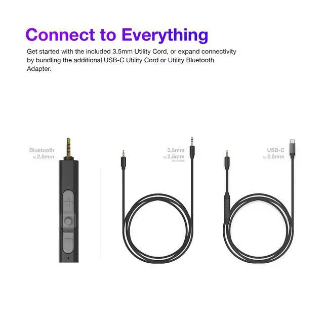 Alt view image 4 of 7 - Porta Pro Utility On-Ear Headphones, Stealth Grey Interchangeable Cord | Detachable Cord System, Collapsible Design