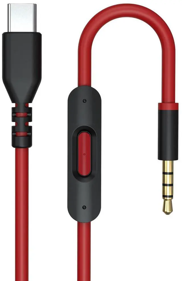 Main image of USB C Solo 4 Audio Cable, Solo 3 Replacement Audio Aux Cord with Inline Mic Control Compatible with Beats Studio Solo Pro Detox Mixr Executive Pill Headphones to iPhone 17/16 USB-C Devices (Black&Red)