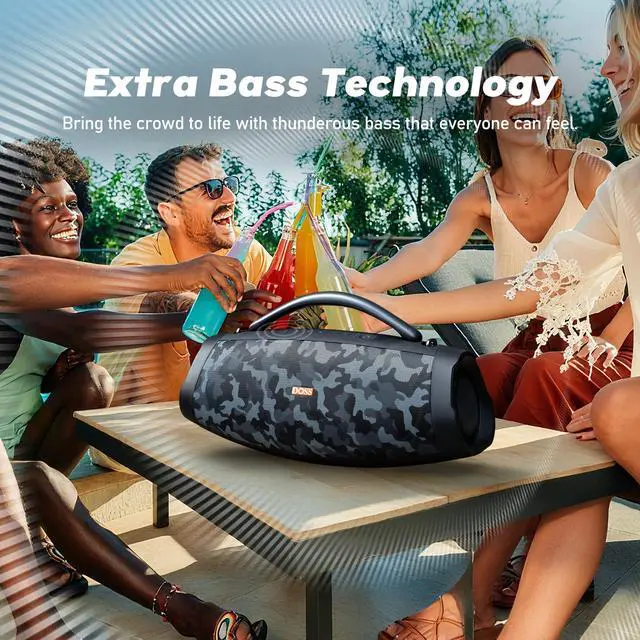 Alt view image 4 of 7 - Extreme Boom Pro D200 240W Peak Outdoor Bluetooth Speaker | 120W Deep Bass, 26hr Playtime, IPX6 Waterproof, Beat-synced Lights, Stereo Pairing, for Camping Beach Tailgate Backyard