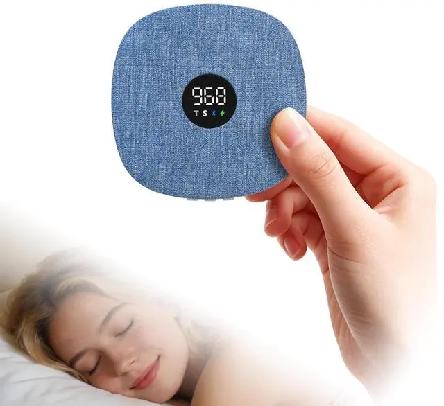 Main image of Under Pillow Speaker Dual Bone Conduction Stereo Bluetooth Wireless Music Portable Sleep Sound Sleep Speaker with LED Display White Noise Timer for Side Sleepers Supports TF Card (Blue)