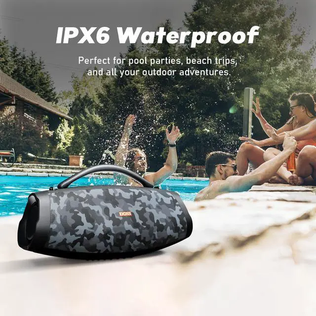 Alt view image 7 of 7 - Extreme Boom Pro D200 240W Peak Outdoor Bluetooth Speaker | 120W Deep Bass, 26hr Playtime, IPX6 Waterproof, Beat-synced Lights, Stereo Pairing, for Camping Beach Tailgate Backyard