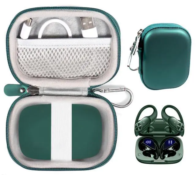 Main image of Case for PocBuds Headphones, 80hrs Playtime Charging Case Digital Display Sports Ear Buds (Olive)