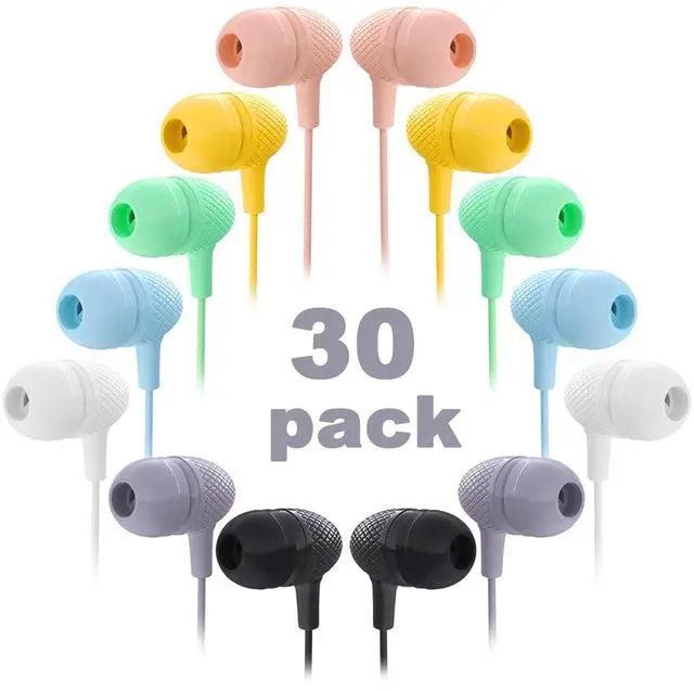 Main image of Kids Earbuds Bulk 30 Pack Macaron Colors Mixed, Wholesale Durable Earphones in-Ear Headphones Perfect for Schools Classroom Students Teens Children Gift and Adult