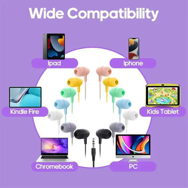 Alt view image 6 of 7 - Kids Earbuds Bulk 30 Pack Macaron Colors Mixed, Wholesale Durable Earphones in-Ear Headphones Perfect for Schools Classroom Students Teens Children Gift and Adult