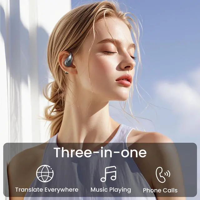 Alt view image 3 of 7 - X28 AI Translation Earbuds Open Ear Wireless Bluetooth Earbuds OWS Support 150 Languages Real Time Translation Sports Headphones IPX5 Waterproof for Travel Business Learning Meeting Black
