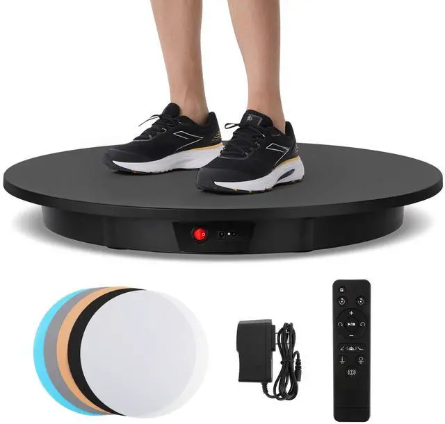 Main image of Large Photography Turntable 24inch/330lb with Remote Control | Motorized Rotating Display Stand 360 Degree Electric Turntable High Load for Products, Model Photo or Video (Black)