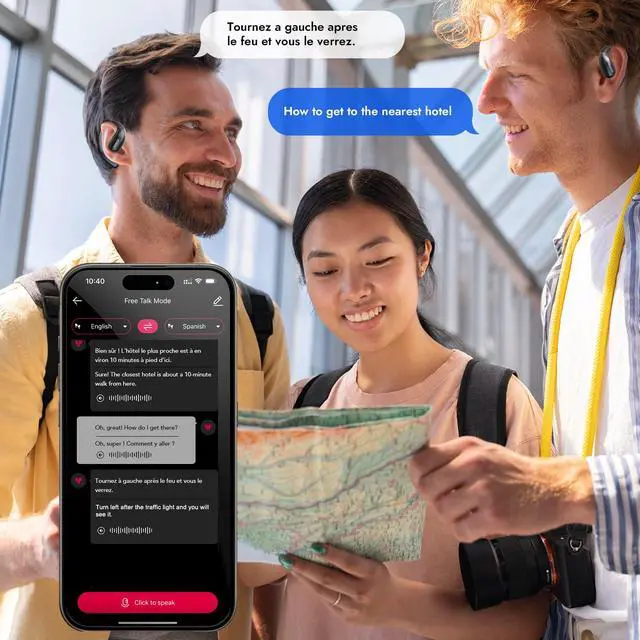 Alt view image 6 of 7 - X28 AI Translation Earbuds Open Ear Wireless Bluetooth Earbuds OWS Support 150 Languages Real Time Translation Sports Headphones IPX5 Waterproof for Travel Business Learning Meeting Black