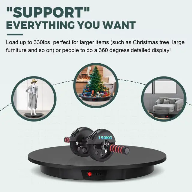 Alt view image 2 of 7 - Large Photography Turntable 24inch/330lb with Remote Control | Motorized Rotating Display Stand 360 Degree Electric Turntable High Load for Products, Model Photo or Video (Black)