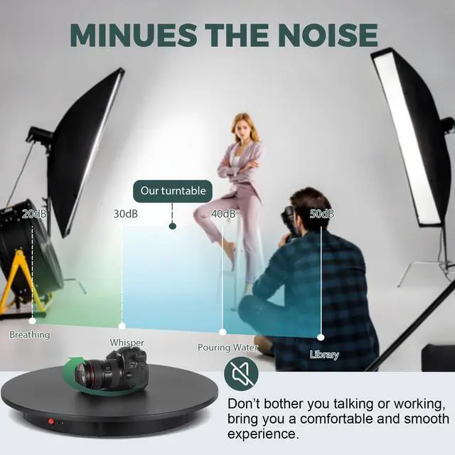 Alt view image 5 of 7 - Large Photography Turntable 24inch/330lb with Remote Control | Motorized Rotating Display Stand 360 Degree Electric Turntable High Load for Products, Model Photo or Video (Black)