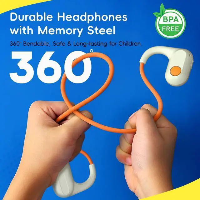 Alt view image 4 of 7 - Kids Open Ear Headphones, 85dB Volume Limit, Ages 5+ | 17g air conduction design with IPX6 water resistance, mic, magnetic charging and 10H battery for school, sports and travel
