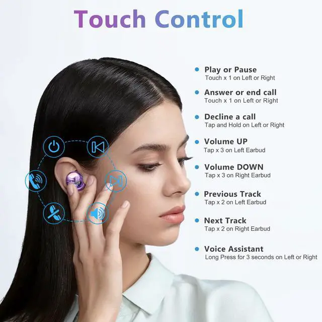 Alt view image 4 of 7 - Wireless Earbuds Deep Bass Stereo Sound Bluetooth Earbuds 120H True | Wireless Headphones with Ear Caps (S/M/L) for Samsung S26/S25/S24/S23/S22 Ultra Z Flip 5/4/3/Fold 5/4 iPhone 17/16/15 Purple