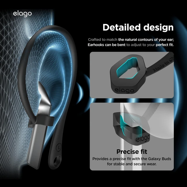 Alt view image 6 of 7 - Ear Hooks for Galaxy Buds 3/3 Pro Anti-Slip, Ergonomic Design, Comfortable Fit (Black)