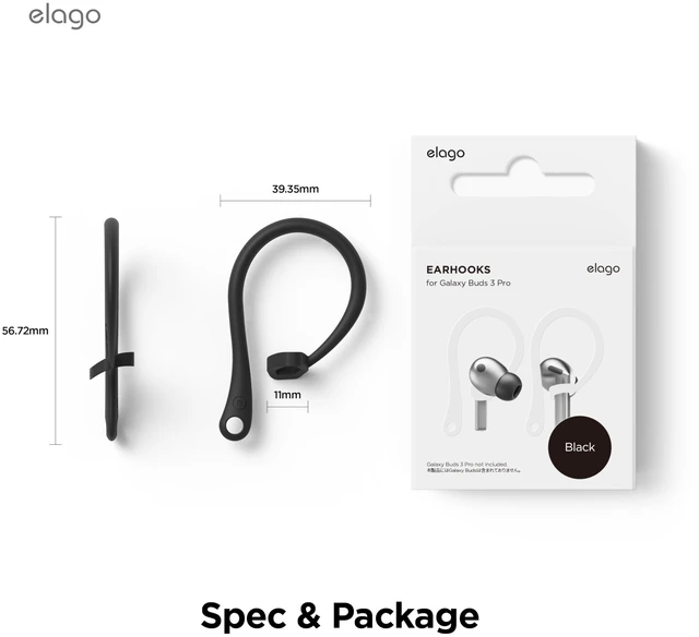 Alt view image 7 of 7 - Ear Hooks for Galaxy Buds 3/3 Pro Anti-Slip, Ergonomic Design, Comfortable Fit (Black)