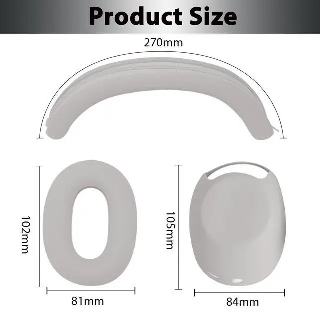 Alt view image 4 of 7 - 3-in-1 Silicone Sweat Case Cover for Sony WH-1000XM6 Headphones, XM6 Covers Accessories Silicone Ear Pads Covers & Headband Cover & Ear Cup Protector, Washable & Sweatproof - Platinum Sliver
