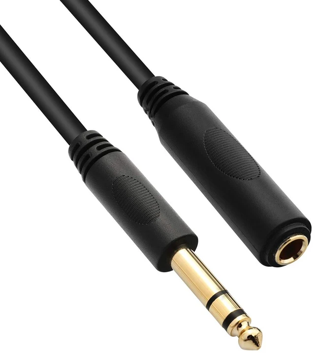 Main image of 1/4" TRS Extension Cable, 1/4" Headphone Cord Extender, 6 FT 6.35mm Stereo Audio Extension Cord for Headphones, Guitar, Amp, Speaker, Gold-Plated 1/4 TRS Jack Extender Lead