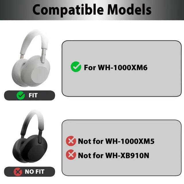 Alt view image 2 of 7 - 3-in-1 Silicone Sweat Case Cover for Sony WH-1000XM6 Headphones, XM6 Covers Accessories Silicone Ear Pads Covers & Headband Cover & Ear Cup Protector, Washable & Sweatproof - Platinum Sliver