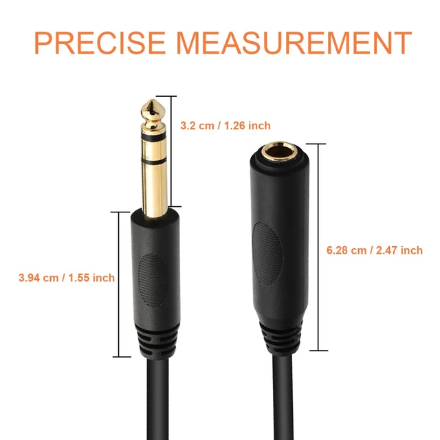 Alt view image 5 of 7 - 1/4" TRS Extension Cable, 1/4" Headphone Cord Extender, 6 FT 6.35mm Stereo Audio Extension Cord for Headphones, Guitar, Amp, Speaker, Gold-Plated 1/4 TRS Jack Extender Lead