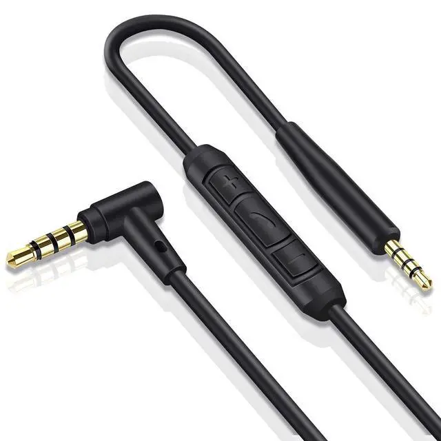 Alt view image 5 of 6 - Replacement Aux Extension Cable Cord Wire,for Bose QuietComfort QC25 QC35 Sound Link SoundTrue On Ear Headphones with in Line Mic Volume Control (Black)