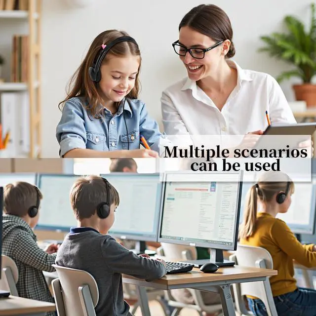 Alt view image 6 of 7 - Headphones Bulk for Kids Classroom, 30 Pack Class Set Bulk Headphones with 3.5 mm Plug, Perfect for Schools, Libraries