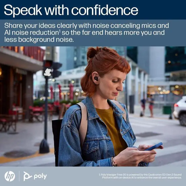 Alt view image 4 of 7 - Poly Voyager Free 20 True Wireless Earbuds in Black - Adaptive ANC, AI Enhanced Audio and Personalized Comfort - Works with PC/Mobile