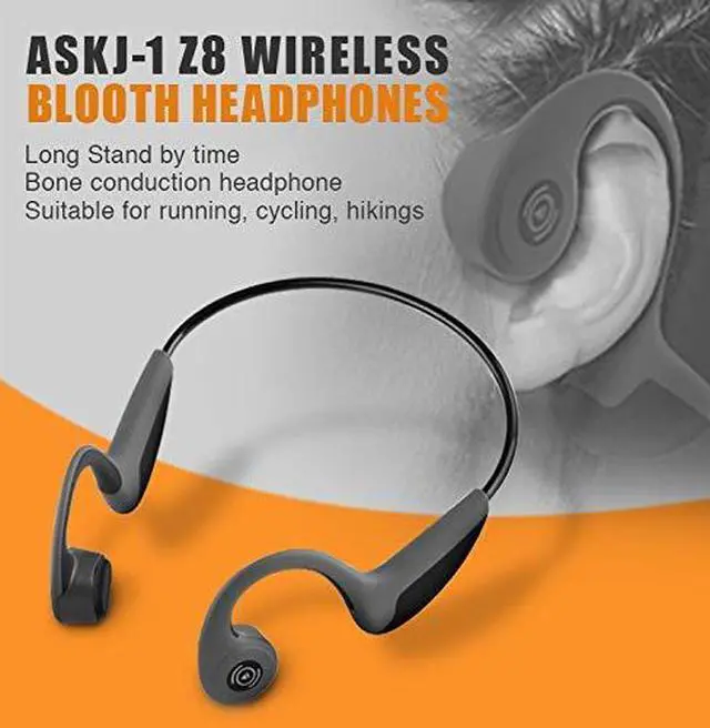 Alt view image 6 of 7 - Bone Conduction Headphones Bluetooth 5.0 Open Ear Wireless Titanium HiFi Stereo with Mic Sweatproof Sports Headphones for Running Driving Cycling (Black)