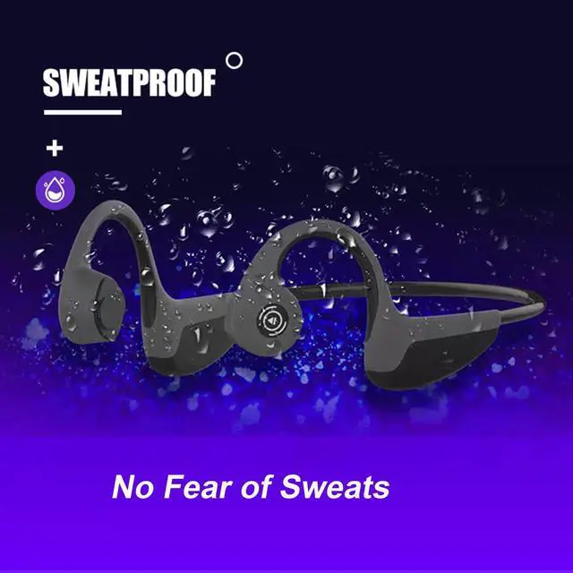 Alt view image 5 of 7 - Bone Conduction Headphones Bluetooth 5.0 Open Ear Wireless Titanium HiFi Stereo with Mic Sweatproof Sports Headphones for Running Driving Cycling (Black)