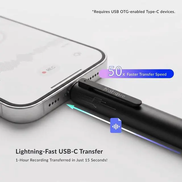 Alt view image 4 of 7 - Notique AI Pen | Pocket AI Voice Recorder | Audio Recorder | Discreet Recording Device | AI Summarize & Transcribe for Multi-File & Meeting Timeline | No Monthly Fees