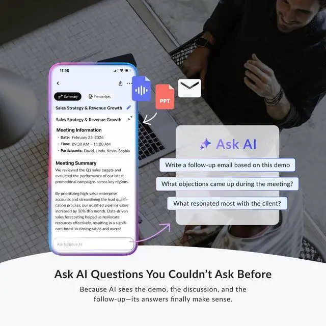 Alt view image 6 of 7 - Notique AI Pen | Pocket AI Voice Recorder | Audio Recorder | Discreet Recording Device | AI Summarize & Transcribe for Multi-File & Meeting Timeline | No Monthly Fees