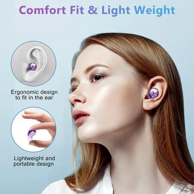 Alt view image 2 of 7 - Wireless Earbuds Deep Bass Stereo Sound Bluetooth Earbuds 120H True | Wireless Headphones with Ear Caps (S/M/L) for Samsung S26/S25/S24/S23/S22 Ultra Z Flip 5/4/3/Fold 5/4 iPhone 17/16/15 Purple