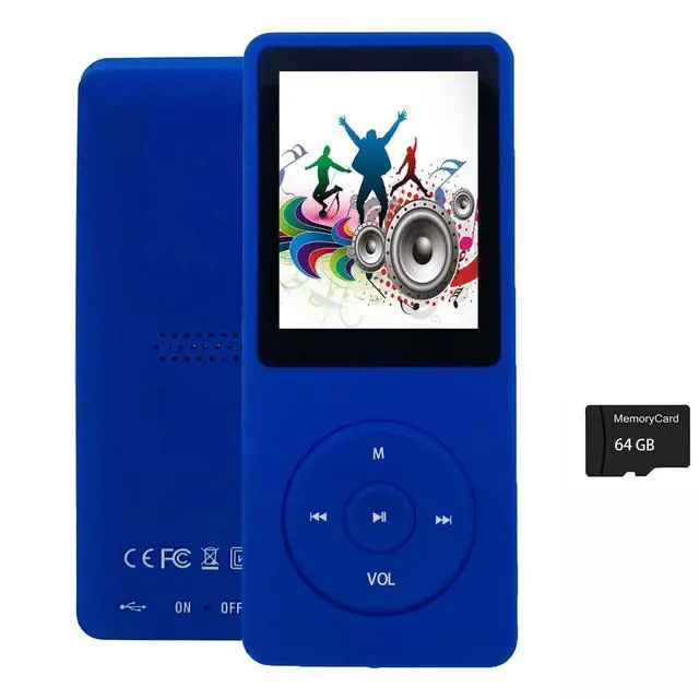 Main image of 64GB MP3 Player with Speaker Earphones Portable Music Player for Kids Support Voice Recording Picture Video E-Book, Blue