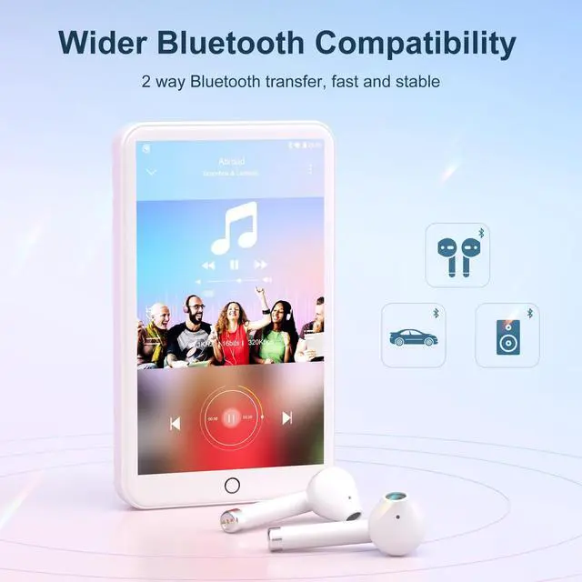 Alt view image 5 of 7 - Android MP3 Player 4" Touchscreen Bluetooth WiFi White | Android 9 OS, 2GB RAM+16GB ROM, Speaker, Spotify/Amazon Music/Audible, Google Play Store for Apps