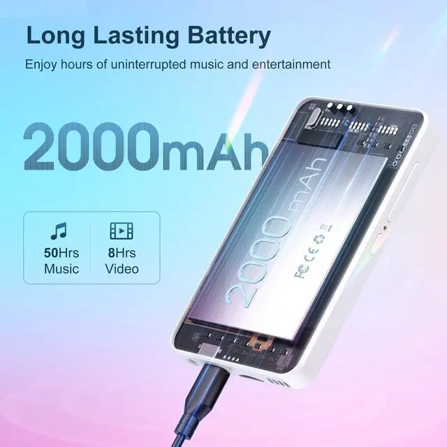 Alt view image 6 of 7 - Android MP3 Player 4" Touchscreen Bluetooth WiFi White | Android 9 OS, 2GB RAM+16GB ROM, Speaker, Spotify/Amazon Music/Audible, Google Play Store for Apps