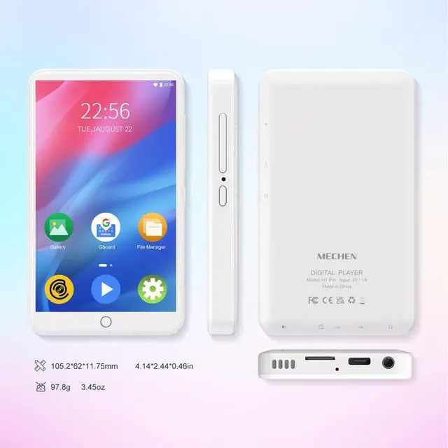 Alt view image 7 of 7 - Android MP3 Player 4" Touchscreen Bluetooth WiFi White | Android 9 OS, 2GB RAM+16GB ROM, Speaker, Spotify/Amazon Music/Audible, Google Play Store for Apps