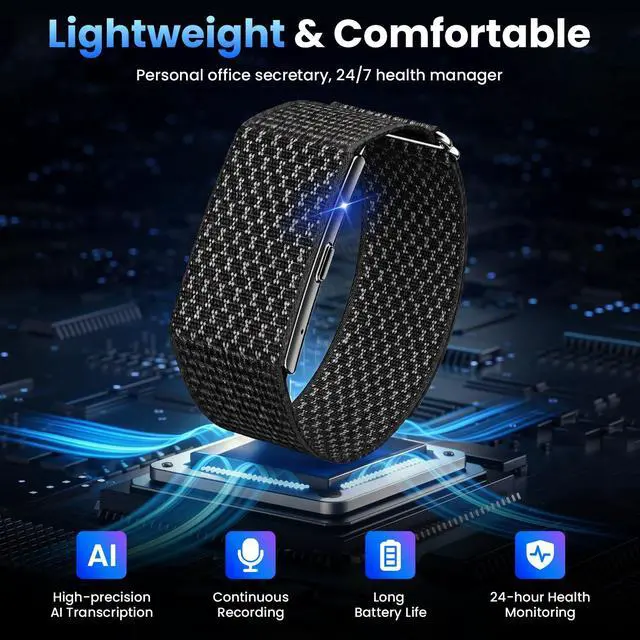 Alt view image 4 of 7 - Voice Activated Recorder, Fitness Tracker with Transcribe & Summarize, Recording Device with AI Noise Reduction, Audio Recorder for Meetings, Lectures, Work, Interviews, 160+ Sport Modes