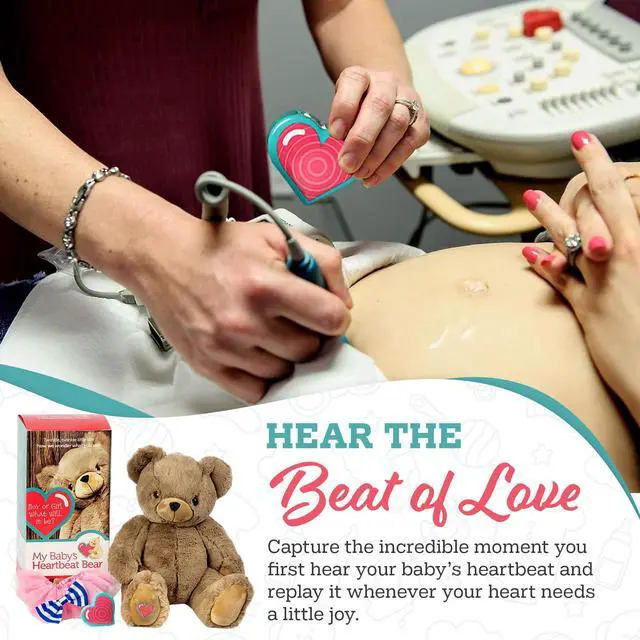 Alt view image 3 of 7 - My Babys Heartbeat Bear, 20 Second Re-Recordable Voice Recorder Plush Keepsake, 3x5 Ultrasound Frame for Babys Heartbeat Memory, Pregnancy (Not a Medical Device), It's a Boy Blue