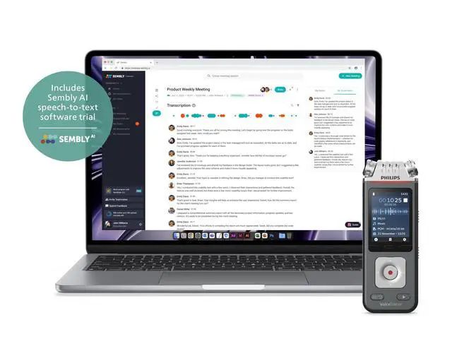 Alt view image 4 of 7 - VoiceTracer DVT6115 Music Recorder with Sembly AI Speech-to-Text Software Trial