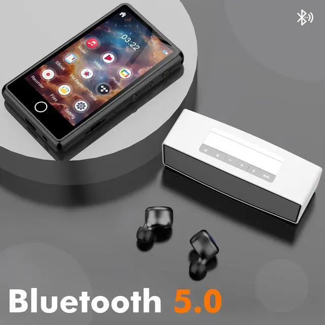 Alt view image 2 of 7 - 80GB MP3 Music Player with Bluetooth, 3-inch Portable MP4 Player Support All Formats Video with Built-in Speaker, FM Radio, Video, E-Book, Recording. Expandable up to 256GB, Black