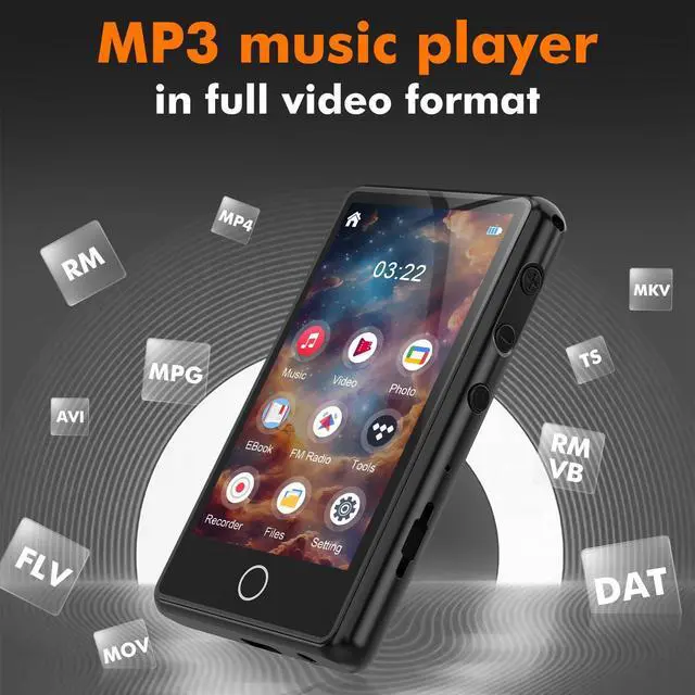 Alt view image 4 of 7 - 80GB MP3 Music Player with Bluetooth, 3-inch Portable MP4 Player Support All Formats Video with Built-in Speaker, FM Radio, Video, E-Book, Recording. Expandable up to 256GB, Black