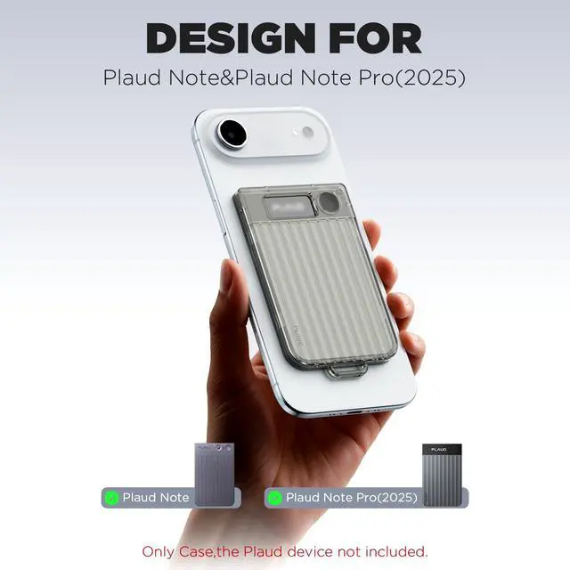 Alt view image 2 of 7 - Magnetic Holder for Plaud Note&Plaud Note Pro(2025) with Lanyard&Carabiner,Anti-Scratch Hard Slim PC Portable Protective Case Ai Voice Recorder Accessories (Clear Gary)